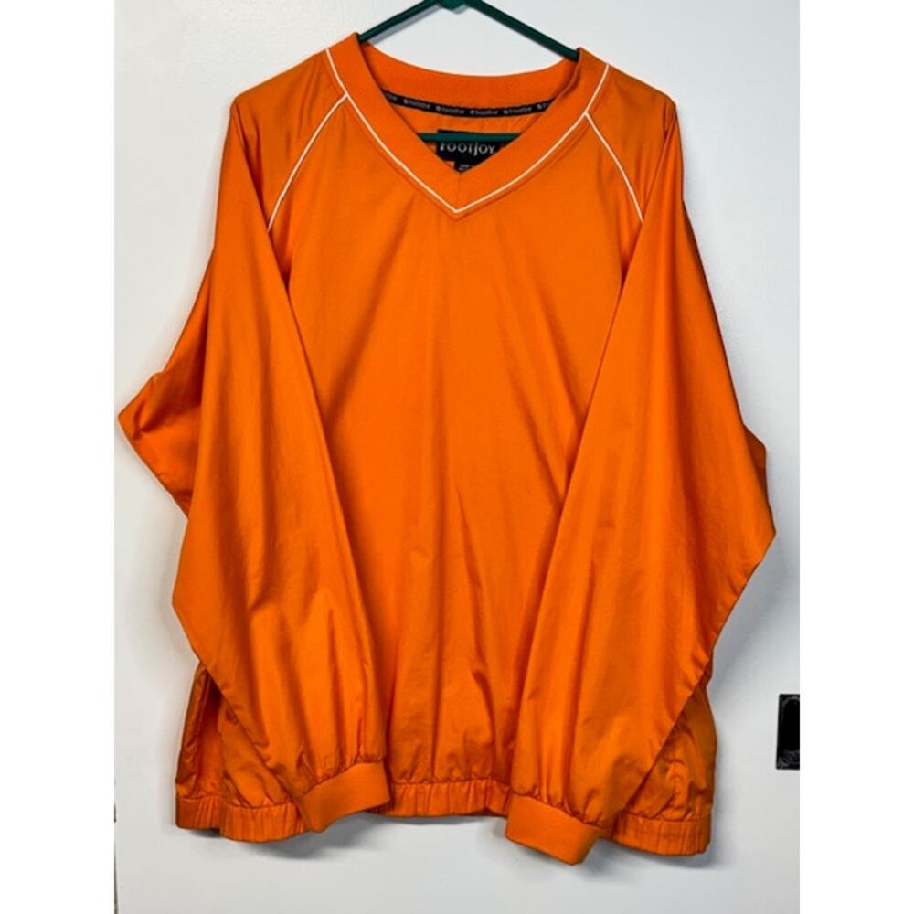 FJ Footjoy Jacket Mens L Orange Windbreaker Outdoors Golf Long Sleeve